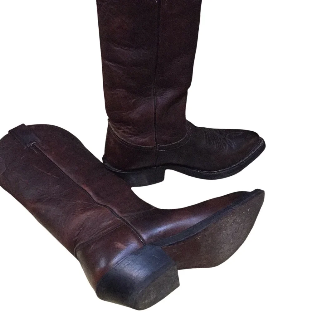Nocona Boots Brown Leather Western Cowboy Boots‎ USA Made Size 4